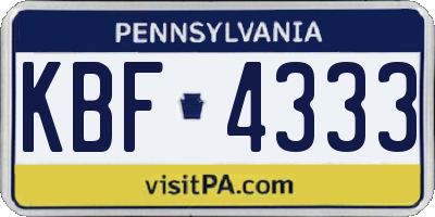 PA license plate KBF4333