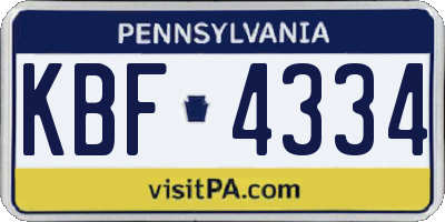PA license plate KBF4334