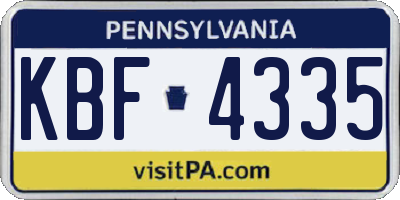 PA license plate KBF4335