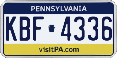 PA license plate KBF4336