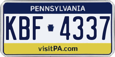 PA license plate KBF4337