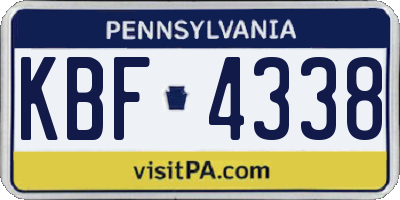 PA license plate KBF4338