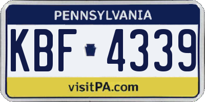 PA license plate KBF4339