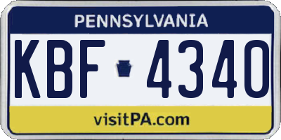 PA license plate KBF4340