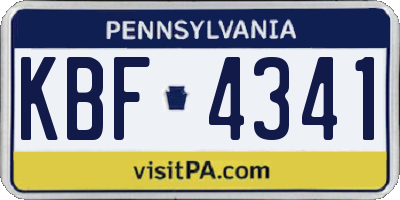 PA license plate KBF4341
