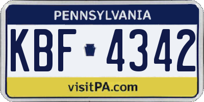 PA license plate KBF4342