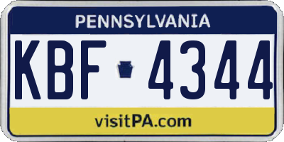 PA license plate KBF4344