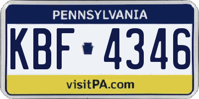 PA license plate KBF4346
