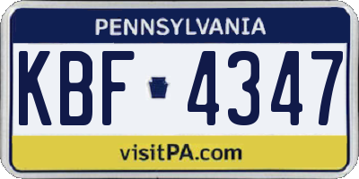 PA license plate KBF4347