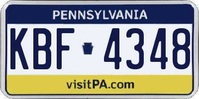 PA license plate KBF4348