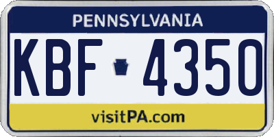 PA license plate KBF4350