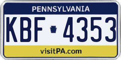 PA license plate KBF4353