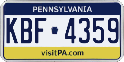 PA license plate KBF4359
