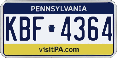 PA license plate KBF4364