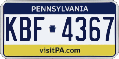 PA license plate KBF4367