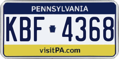PA license plate KBF4368