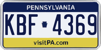 PA license plate KBF4369