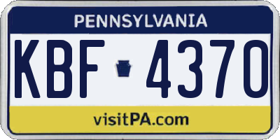 PA license plate KBF4370