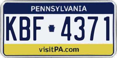 PA license plate KBF4371