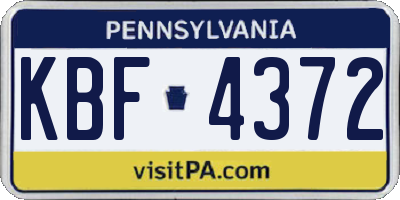 PA license plate KBF4372