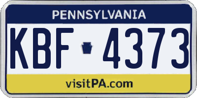 PA license plate KBF4373