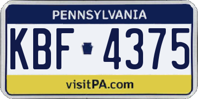 PA license plate KBF4375