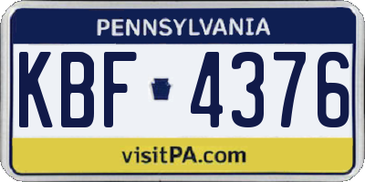 PA license plate KBF4376