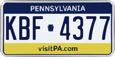 PA license plate KBF4377
