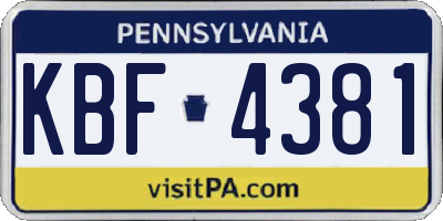 PA license plate KBF4381