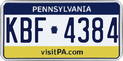 PA license plate KBF4384
