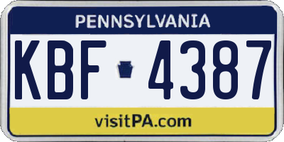 PA license plate KBF4387