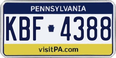 PA license plate KBF4388