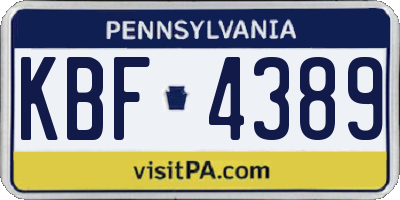 PA license plate KBF4389