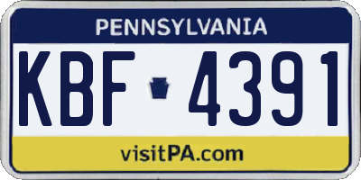 PA license plate KBF4391