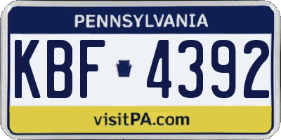 PA license plate KBF4392