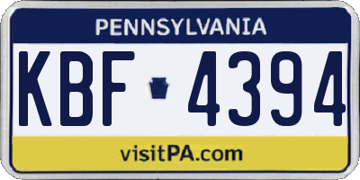PA license plate KBF4394