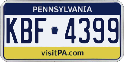 PA license plate KBF4399