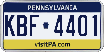 PA license plate KBF4401