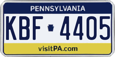 PA license plate KBF4405