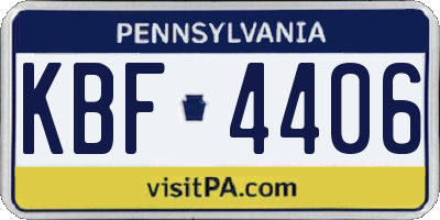 PA license plate KBF4406