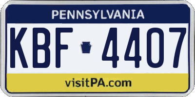 PA license plate KBF4407