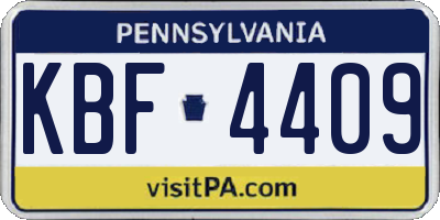 PA license plate KBF4409