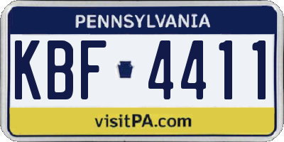 PA license plate KBF4411