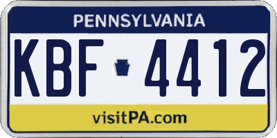 PA license plate KBF4412