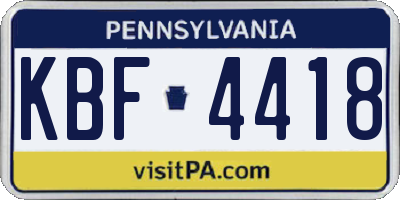 PA license plate KBF4418