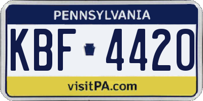 PA license plate KBF4420