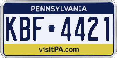 PA license plate KBF4421