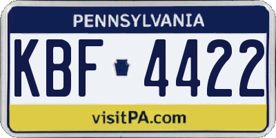 PA license plate KBF4422