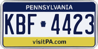 PA license plate KBF4423
