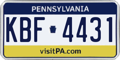 PA license plate KBF4431